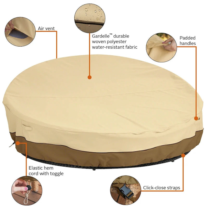 Classic Accessories Veranda Water-Resistant 65 Inch Round Patio Daybed Cover