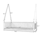 Patio Minimalist Twin Size Garden Swing Bed Wood Porch Swing with Ropes for Backyard, Safe Sloped Design, White