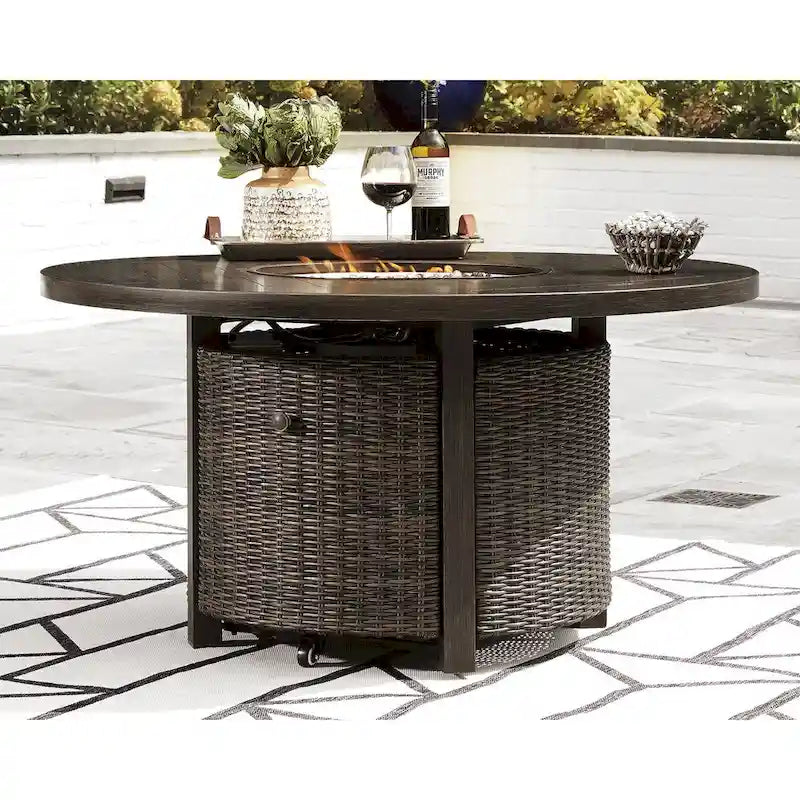 Paradise Trail Medium Brown/Beige Outdoor Fire Pit Table