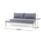 Outdoor Acacia Wood & Wicker Sectional Sofa