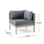 Outdoor Acacia Wood & Wicker Sectional Sofa