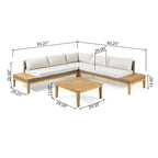 Outdoor Acacia Wood & Wicker Sectional Sofa