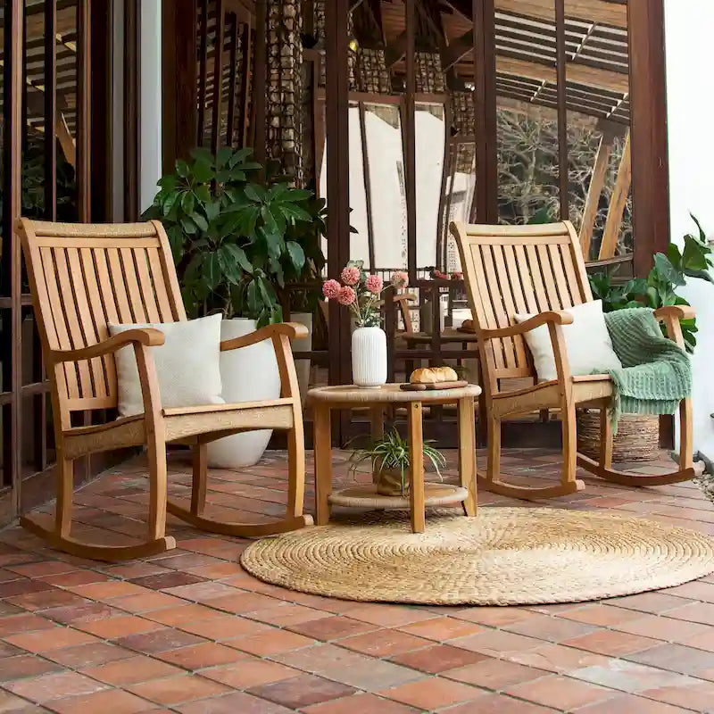 Cambridge Casual Marrakesh 3-piece Teak Wood Outdoor Rocking chair set