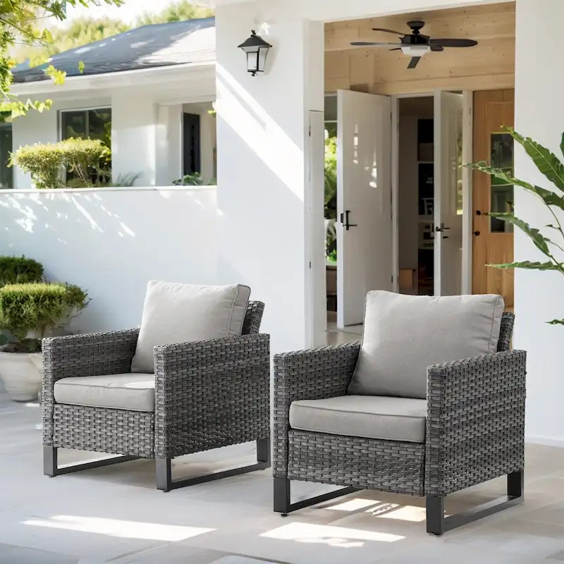 Outdoor Dining Chairs High Back CLub Chair - Grey