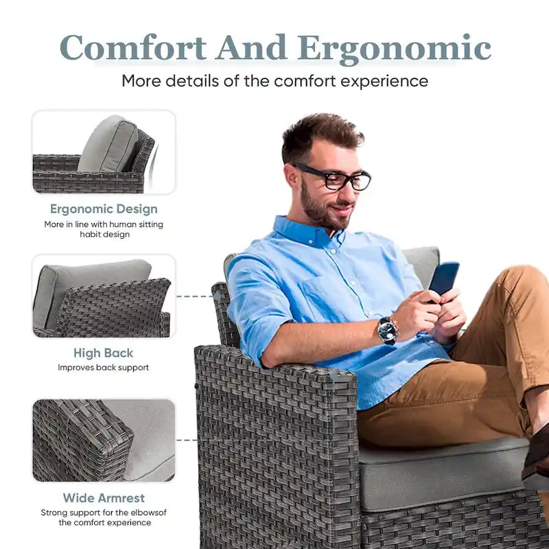 Outdoor Dining Chairs High Back CLub Chair - Grey