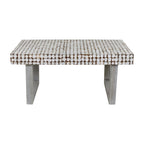 Handcrafted Distressed White Coconut Shell Coffee Table by East at Main