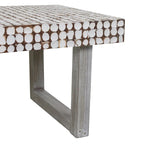 Handcrafted Distressed White Coconut Shell Coffee Table by East at Main