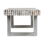 Handcrafted Distressed White Coconut Shell Coffee Table by East at Main