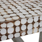 Handcrafted Distressed White Coconut Shell Coffee Table by East at Main