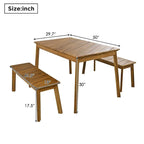 3 Pieces Acacia Wood Table Bench Dining Set For Outdoor & Indoor Furniture With 2 Benches, Picnic Beer Table for Patio