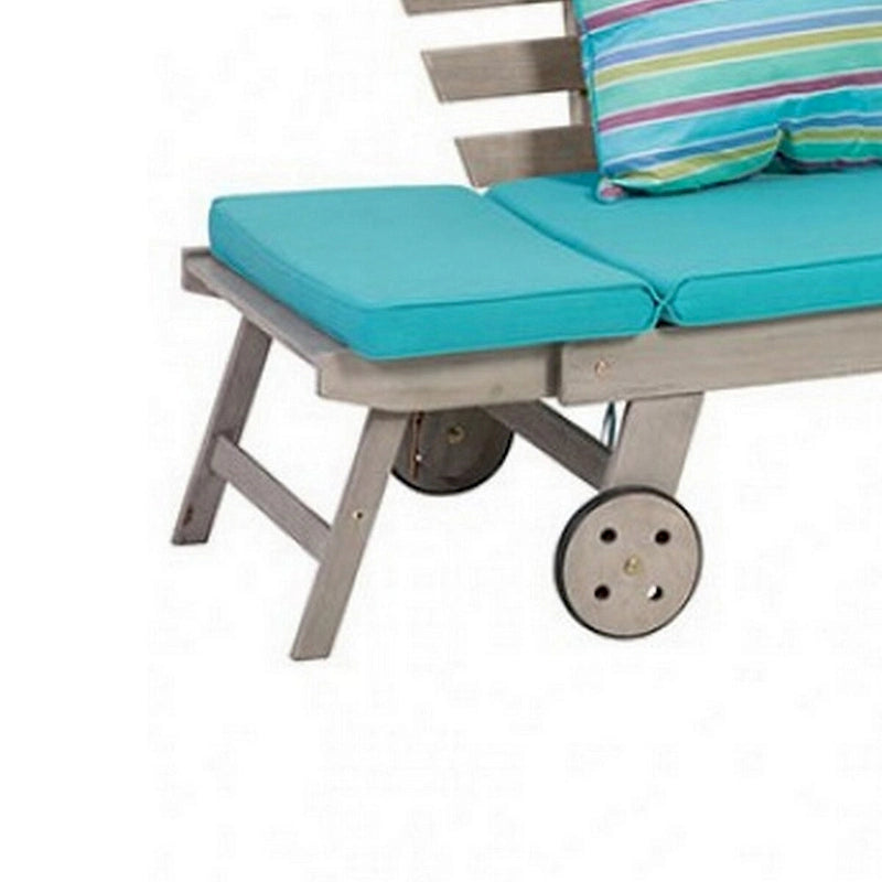 59-78 Inch Outdoor Convertible Sofa, Turquoise, Two Wheels, Gray