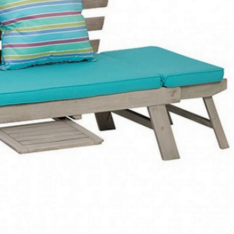 59-78 Inch Outdoor Convertible Sofa, Turquoise, Two Wheels, Gray