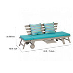 59-78 Inch Outdoor Convertible Sofa, Turquoise, Two Wheels, Gray