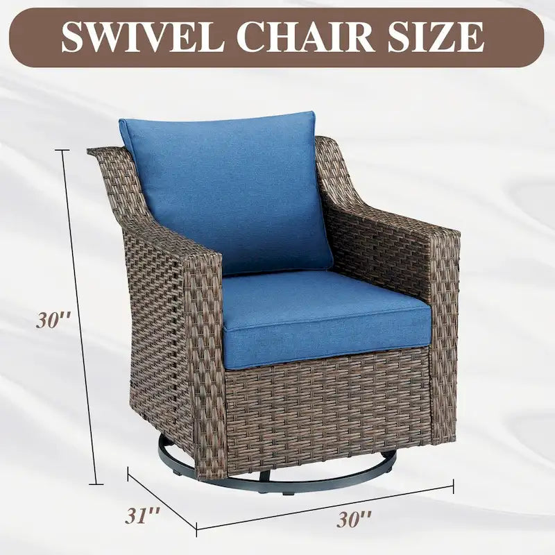 Outdoor Rattan Gliding Chair with Ottomans - Brown