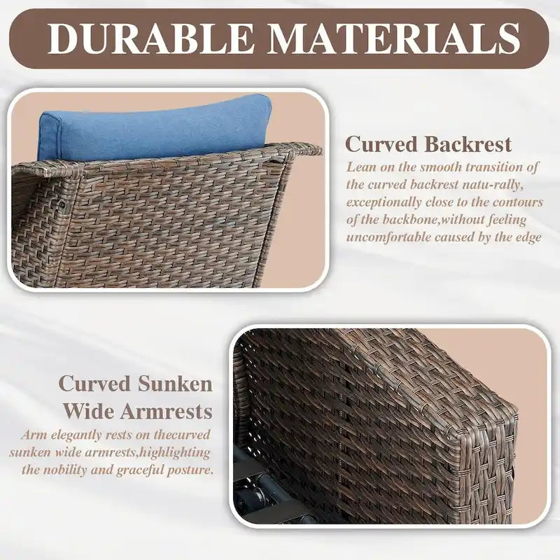 Outdoor Rattan Gliding Chair with Ottomans - Brown