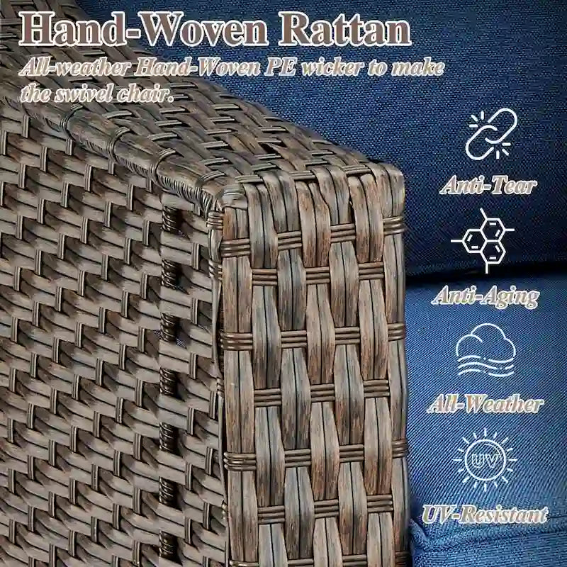 Outdoor Rattan Gliding Chair with Ottomans - Brown