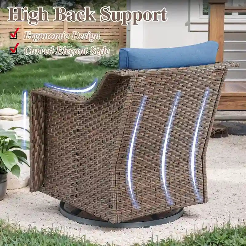 Outdoor Rattan Gliding Chair with Ottomans - Brown