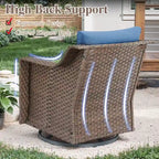 Outdoor Rattan Gliding Chair with Ottomans - Brown