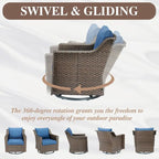 Outdoor Rattan Gliding Chair with Ottomans - Brown