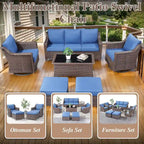 Outdoor Rattan Gliding Chair with Ottomans - Brown