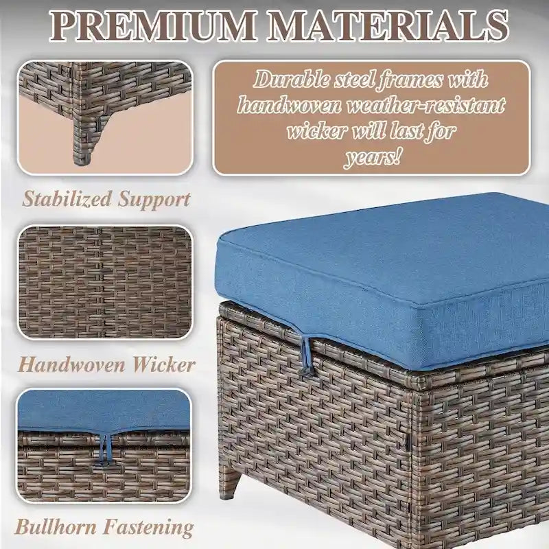 Outdoor Rattan Gliding Chair with Ottomans - Brown