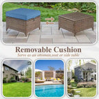 Outdoor Rattan Gliding Chair with Ottomans - Brown