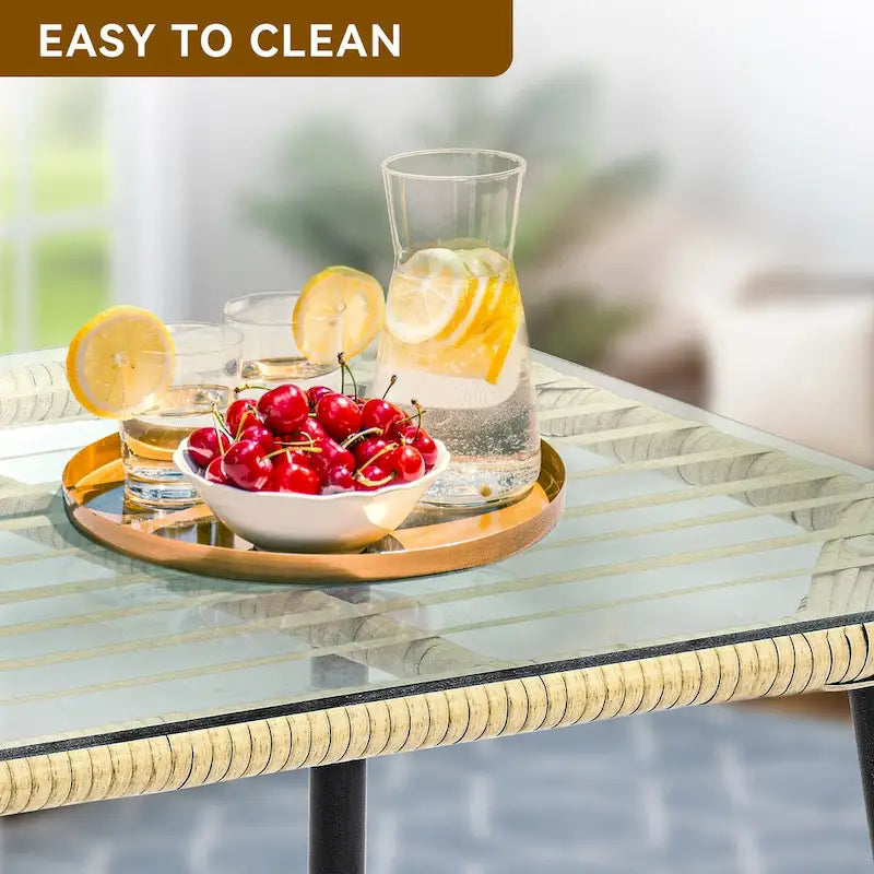 Moasis 2-Piece Outdoor Wicker Loveseat Set Weather-Resistant Rattan Patio Conversation Furniture - 45.3L x 20.5W x 32.2H