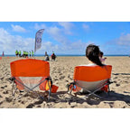 Portable Low Beach Chair with Cup Holder and Carry Bag, Sling Folding Sand Chair for Adults and Kids