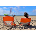 Portable Low Beach Chair with Cup Holder and Carry Bag, Sling Folding Sand Chair for Adults and Kids