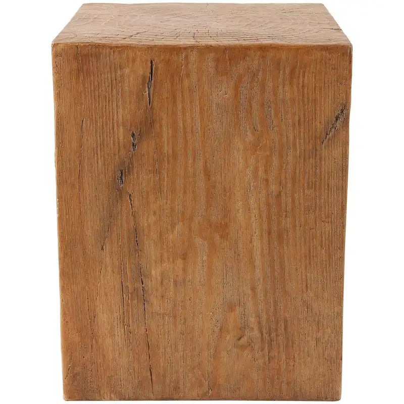 Magnesium Oxide Outdoor Accent Table or with Natural Textured Wood Grain - Cream or Brown - Roche River Dcor