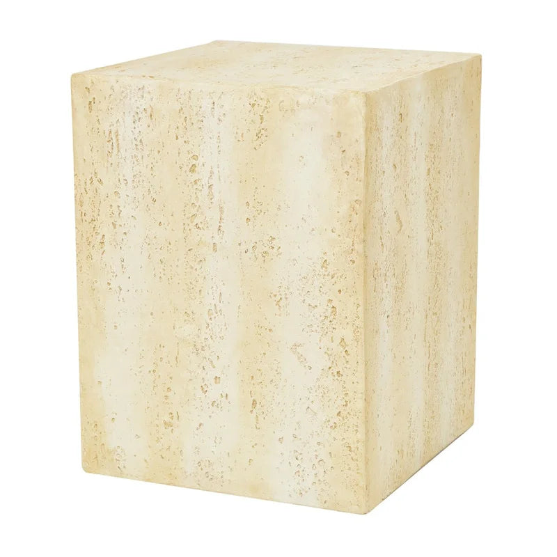 Magnesium Oxide Outdoor Accent Table or with Natural Textured Wood Grain - Cream or Brown - Roche River Dcor