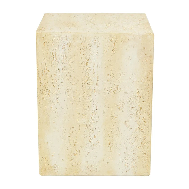 Magnesium Oxide Outdoor Accent Table or with Natural Textured Wood Grain - Cream or Brown - Roche River Dcor