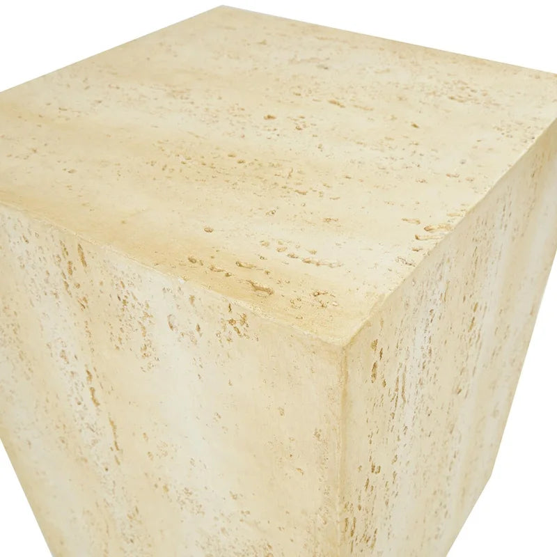 Magnesium Oxide Outdoor Accent Table or with Natural Textured Wood Grain - Cream or Brown - Roche River Dcor