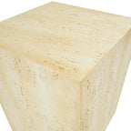 Magnesium Oxide Outdoor Accent Table or with Natural Textured Wood Grain - Cream or Brown - Roche River Dcor