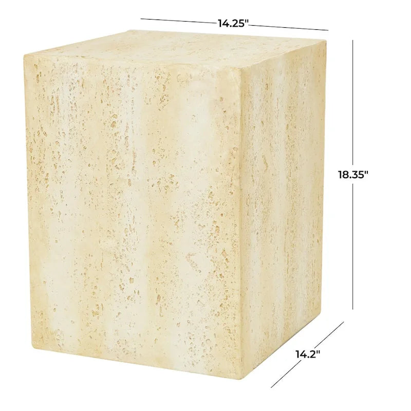 Magnesium Oxide Outdoor Accent Table or with Natural Textured Wood Grain - Cream or Brown - Roche River Dcor