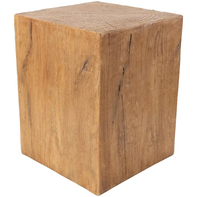 Magnesium Oxide Outdoor Accent Table or with Natural Textured Wood Grain - Cream or Brown - Roche River Dcor