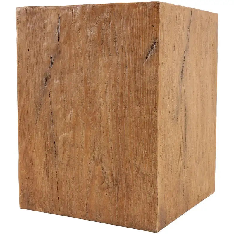 Magnesium Oxide Outdoor Accent Table or with Natural Textured Wood Grain - Cream or Brown - Roche River Dcor
