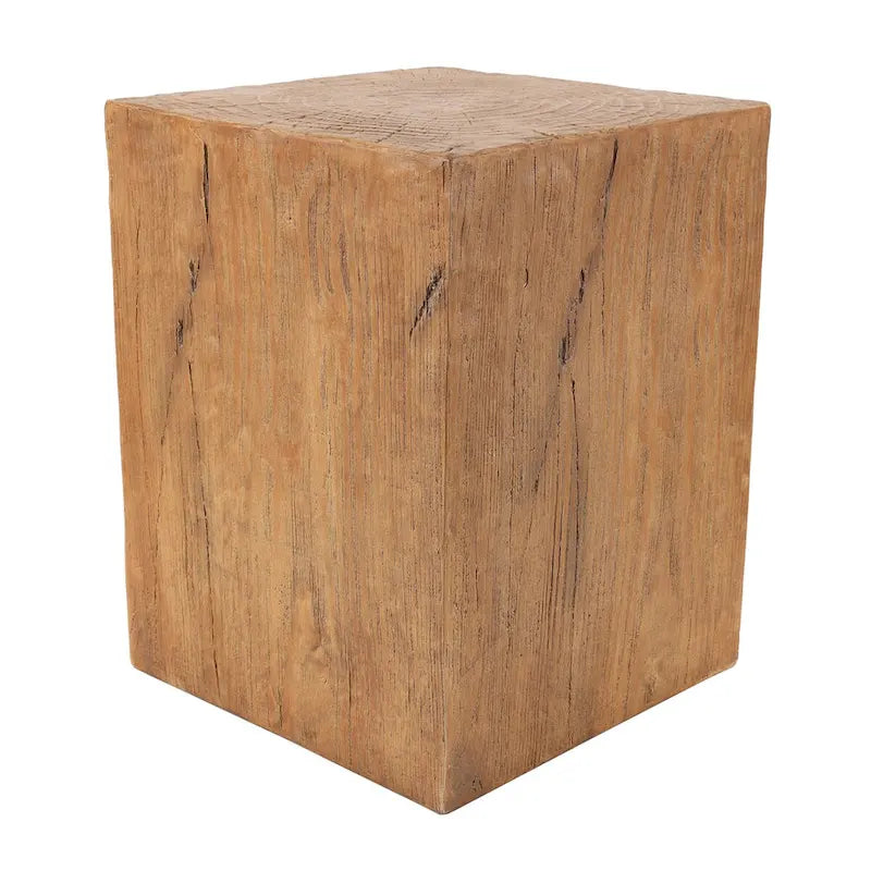Magnesium Oxide Outdoor Accent Table or with Natural Textured Wood Grain - Cream or Brown - Roche River Dcor