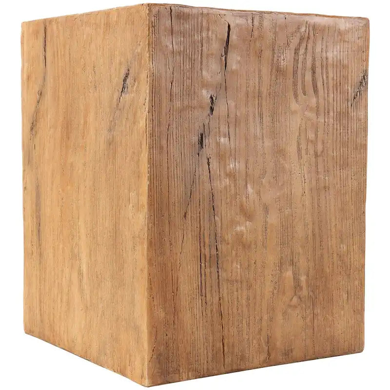 Magnesium Oxide Outdoor Accent Table or with Natural Textured Wood Grain - Cream or Brown - Roche River Dcor