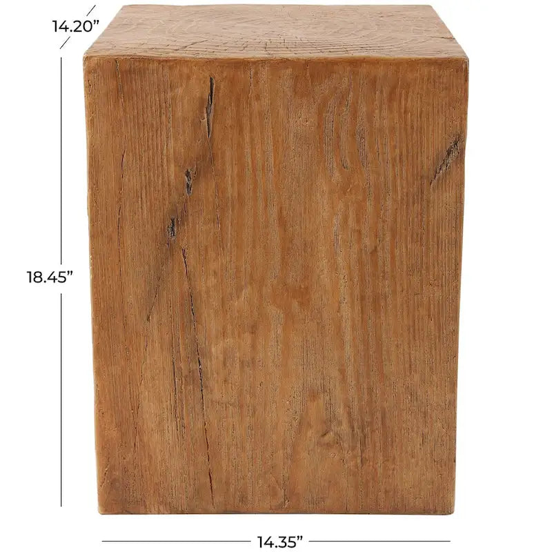 Magnesium Oxide Outdoor Accent Table or with Natural Textured Wood Grain - Cream or Brown - Roche River Dcor
