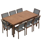 HIGOLD Carlo 9 Pieces Outdoor Patio Dining Set with Umbrella Hole - 8 Seater