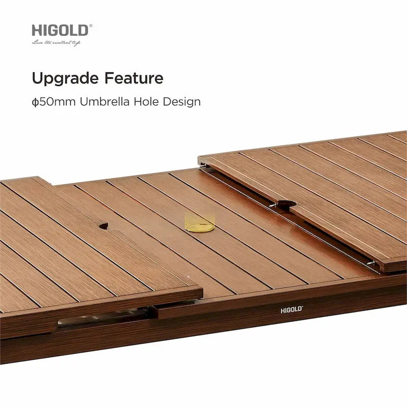 HIGOLD Carlo 9 Pieces Outdoor Patio Dining Set with Umbrella Hole - 8 Seater