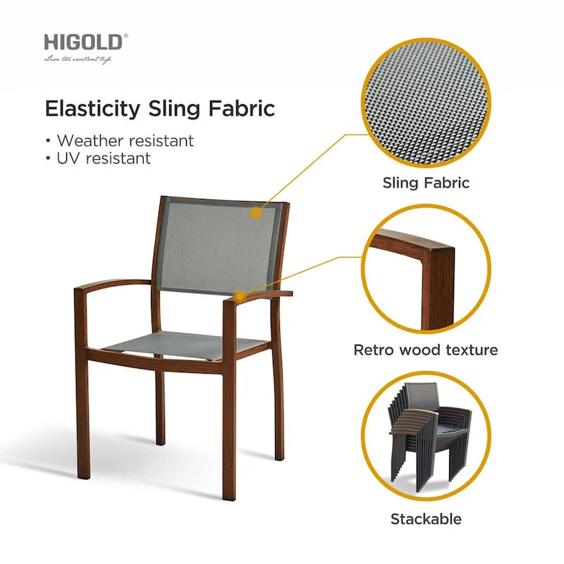 HIGOLD Carlo 9 Pieces Outdoor Patio Dining Set with Umbrella Hole - 8 Seater